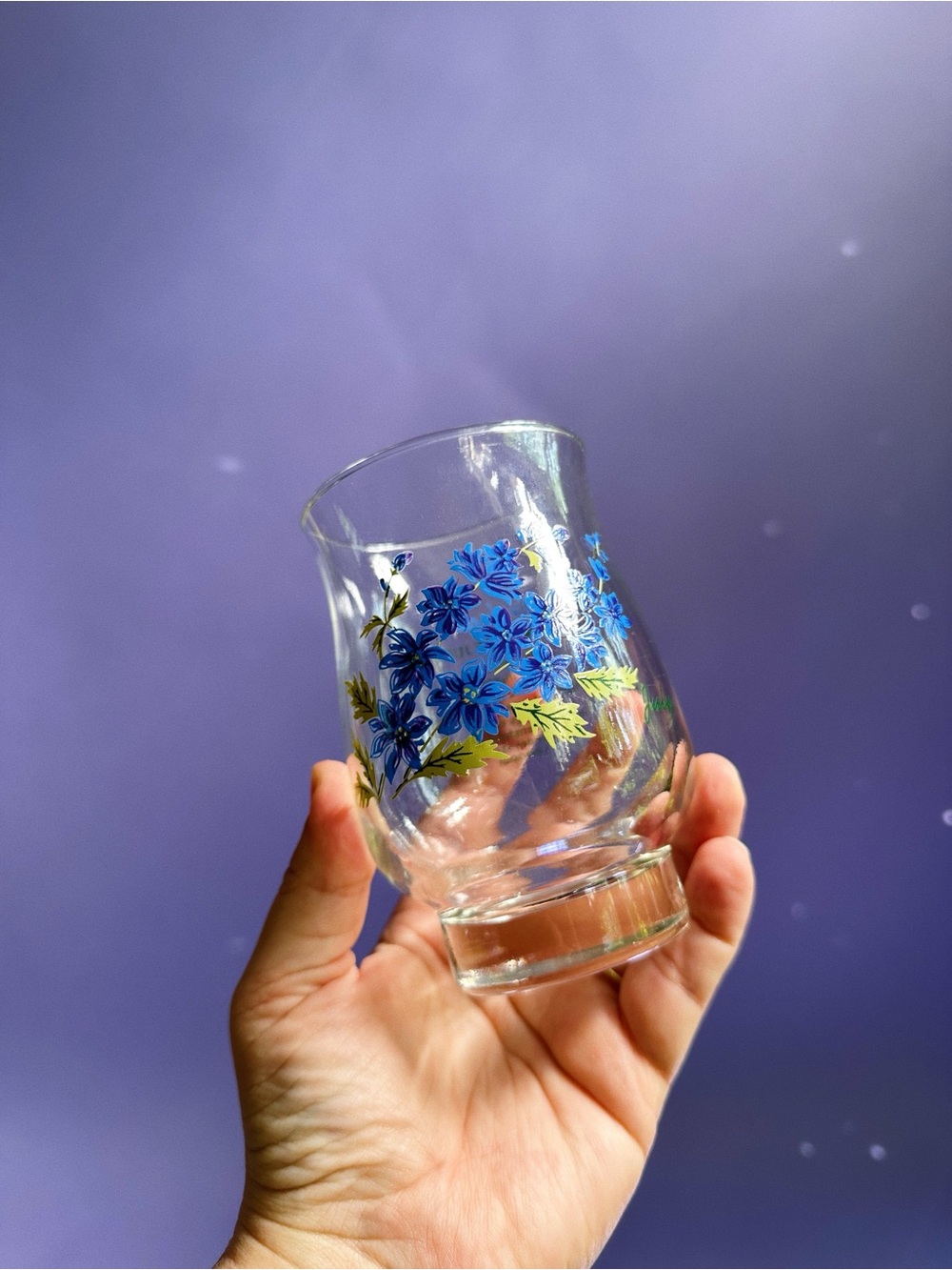 Vintage July Larkspur Flower Of The Month Glass